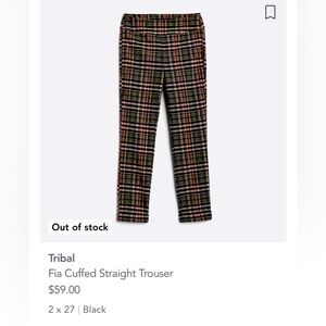 Tribal plaid dress pants. Size 2.